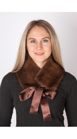 Mink fur collar-neck warmer